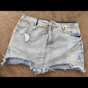 light wash denim miniskirt